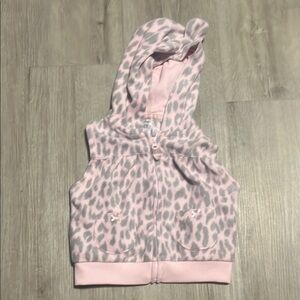 Pink Leopard Print Sleeveless Hoodie
